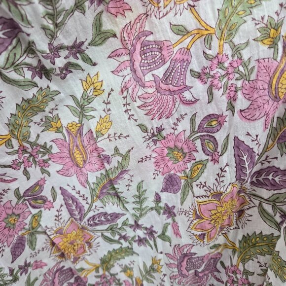 Daughters of India White Fuchsia Floral Kyra 100% Cotton Maxi Dress XS - Picture 9 of 16